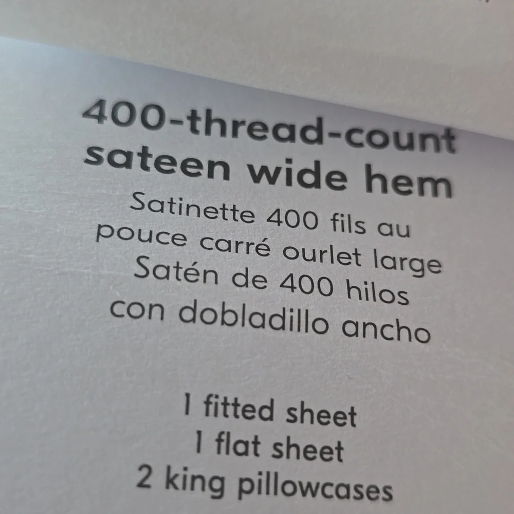 Luxury White Sheet Set 400-Thread-Count Sateen Wide Hem,King  & Queen, $189.00US